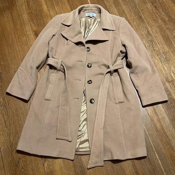 Anne Klein Wool Cashmere Beige Pea Coat - Picture 1 of 6